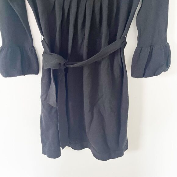 Anthropologie Girls From Savoy Black Cowl Bell Sleeve Front Pleats Sweater Dress - Picture 6 of 11